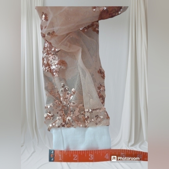 White Cropped Jacket Gold Zipper Mesh Long Sleeves XL - Picture 7 of 13